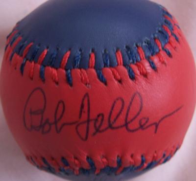 Bob Feller autographed Cleveland Indians logo baseball