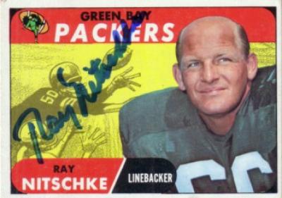 Ray Nitschke autographed Green Bay Packers 1968 Topps card