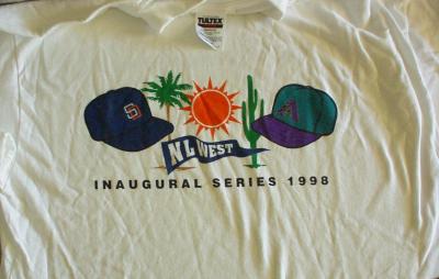 1998 Diamondbacks vs Padres Inaugural Series T-shirt