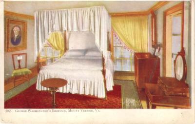 Mount Vernon George Washington's Bedroom vintage postcard