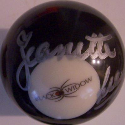 Jeanette Lee autographed Black Widow logo billiards 8 ball