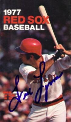 Fred Lynn autographed Boston Red Sox 1977 pocket schedule