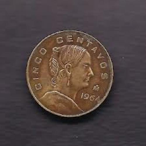 Coins; Mexico 5 Centavos 1964 Coin KM# 426