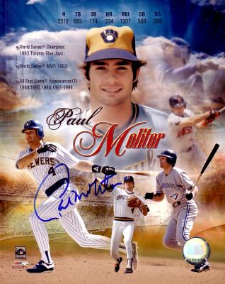 Paul Molitor autographed 8x10 career collage photo
