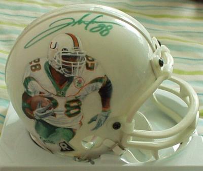 Clinton Portis autographed Miami Hurricanes mini helmet painted by Jolene Jessie (1/1)