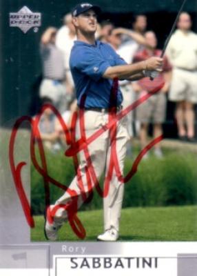 Rory Sabbatini autographed 2002 Upper Deck golf card