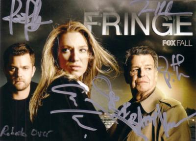 Fringe cast autographed 5x7 photo card (Joshua Jackson John Noble Anna Torv)