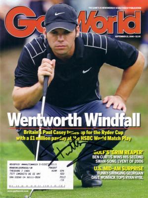 Paul Casey autographed 2007 Golf World magazine
