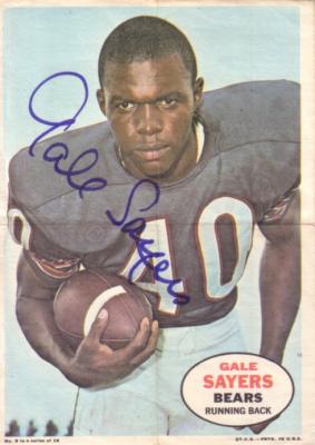 Gale Sayers autographed Chicago Bears 1968 Topps 5x7 mini poster