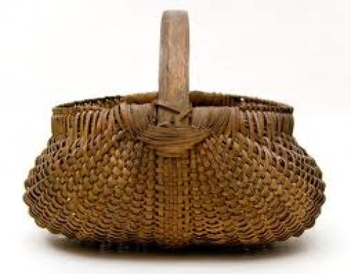 Decorative; Antique Buttocks Basket: American, Late 19th Century Basket