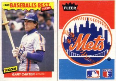 Gary Carter & New York Mets 1986 Fleer Sluggers vs Pitchers box bottom cards