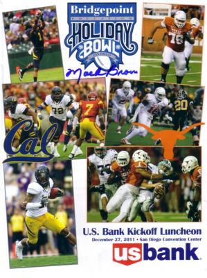Mack Brown autographed Texas Longhorns 2011 Holiday Bowl lunch program