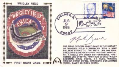 Mark Grace autographed Chicago Cubs Wrigley Field First Night Game cachet envelope