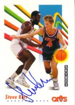 Steve Kerr autographed Cleveland Cavaliers 1991-92 SkyBox card