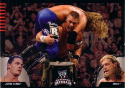 John Cena & Edge WWE Ultimate Rivals 2008 Topps promo card P1