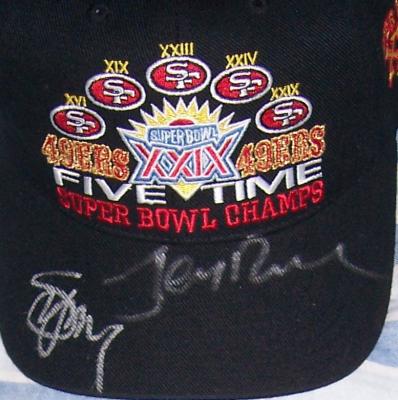 Jerry Rice & Steve Young autographed San Francisco 49ers 5 Time Super Bowl Champs cap