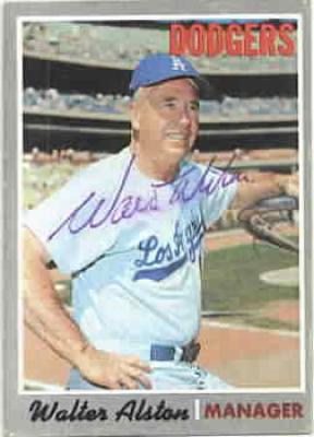 Walter Alston autographed Los Angeles Dodgers 1970 Topps card