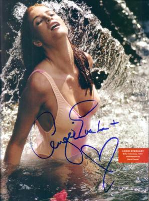 Angie Everhart autographed Sports Illustrated swimsuit issue full page photo