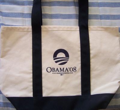 Barack Obama 2008 campaign canvas tote bag NEW