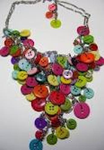 Crafts; Handmade necklace made of buttons
