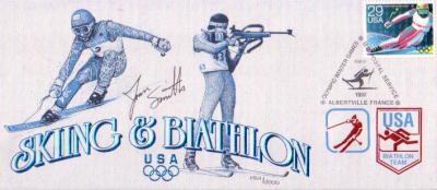Joan Smith autographed 1992 Winter Olympics biathlon cachet