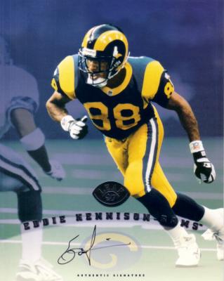 Eddie Kennison certified autograph St. Louis Rams 1997 Leaf 8x10 photo card