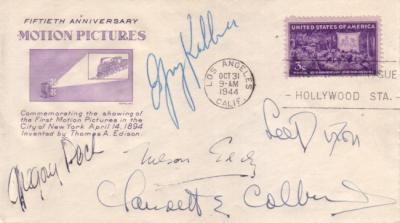 Gregory Peck Claudette Colbert Lee Dixon Nelson Eddy autographed 1944 cachet