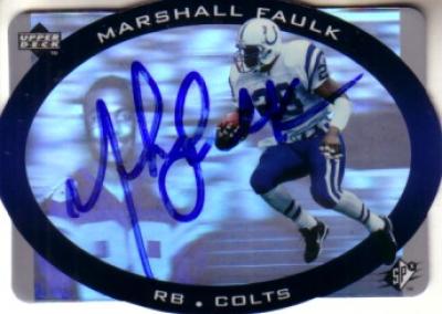 Marshall Faulk autographed Indianapolis Colts 1996 SPx hologram card