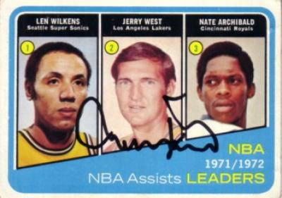 Jerry West autographed Los Angeles Lakers Topps Assists Leaders card
