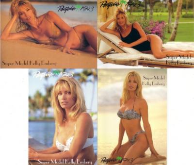 Kelly Emberg 1993 Portfolio swimsuit insert card set (4)