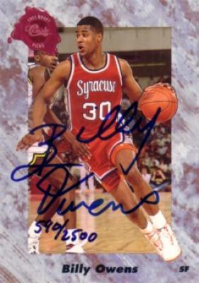 Billy Owens certified autograph Syracuse 1991 Classic card
