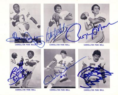 1982 Dallas Cowboys autographed card sheet (Tony Dorsett Roger Staubach Randy White)