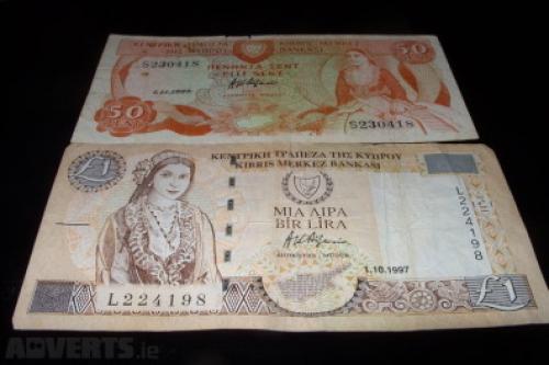 Cyprus -50 cent and 1 Pound-1989/97-2 pcs