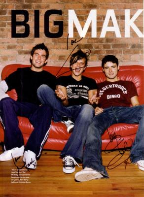 BBMAK magazine photo autographed by Christian Burns Mark Barry & Ste McNally
