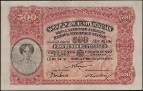 Switzerland 500 Swiss Francs banknote of 1923