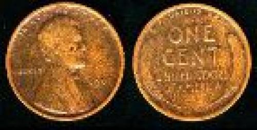1 cent; Year: 1909-1958;  Small Cent. Lincoln. Wheat Heads