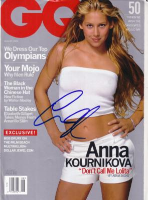 Anna Kournikova autographed August 2000 GQ magazine