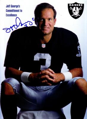 Jeff George autographed Oakland Raiders Beckett Football back cover photo