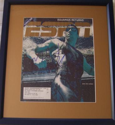 Michael Phelps autographed 2008 ESPN Magazine cover matted & framed