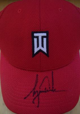 Tiger Woods autographed red TW logo Nike golf cap or hat