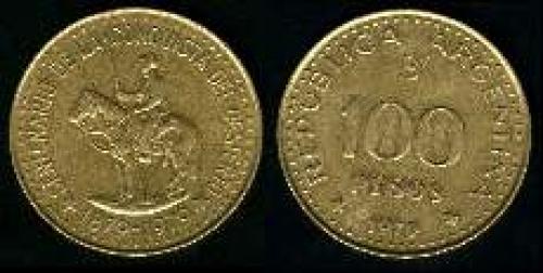 100 Pesos; Year: 1979; (km 86); aluminum bronze; CENTENARIO CONQUISTA DEL DESIERTO