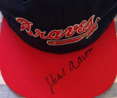 Hank Aaron autographed Atlanta Braves replica cap