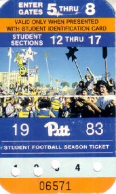 1983 Pittsburgh Panthers student football season ticket