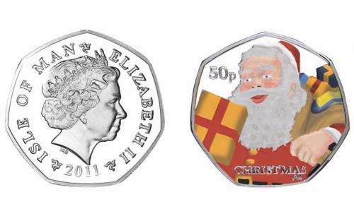 Isle of Man 2011 50p Father Christmas Coin Cupro Nickel *Not Coloured*