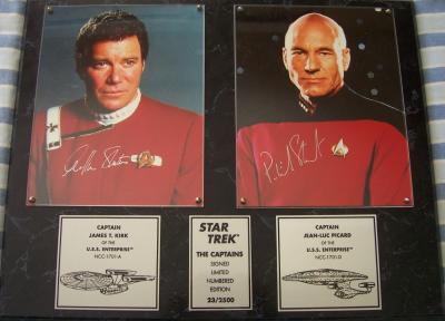 William Shatner & Patrick Stewart autographed Star Trek 8x10 photos in plaque