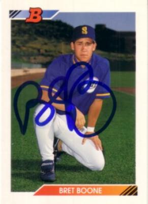 Bret Boone autographed Seattle Mariners 1992 Bowman card