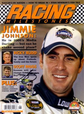 Jimmie Johnson autographed 2005 Racing Milestones magazine