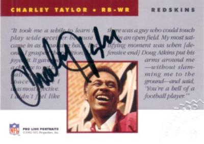 Charley Taylor certified autograph Redskins 1992 Pro Line card