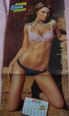 Erica Durance autographed FHM centerfold bikini poster