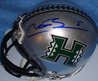 Colt Brennan autographed Hawaii mini helmet